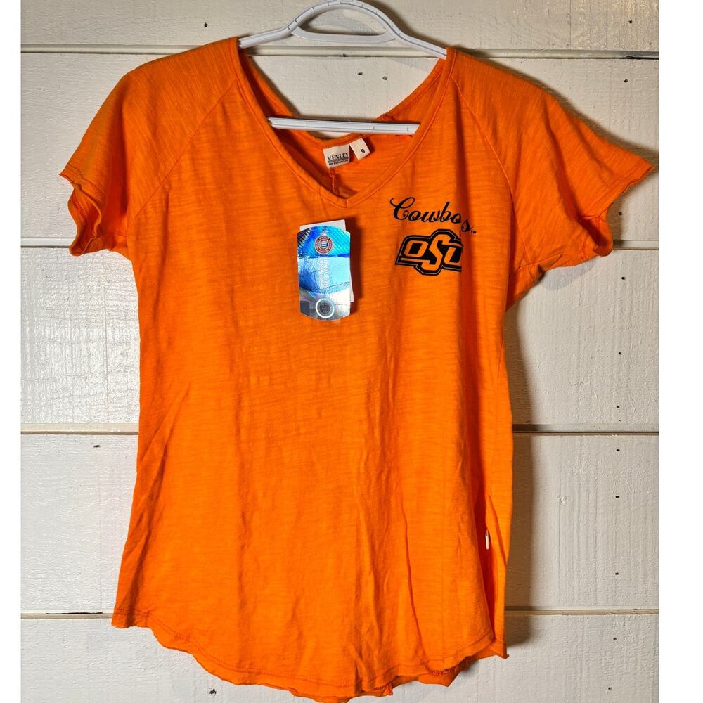 Oklahoma State University V-neck T-shirt OSU Cowboys Womens Small S short sleeve